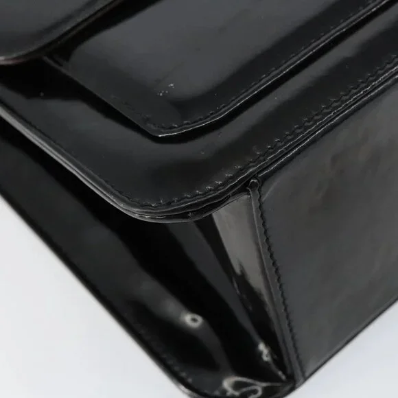 CHANEL Flap Chain Shoulder Bag Patent leather Black Silver CC Auth bs30494 - Picture 12 of 15